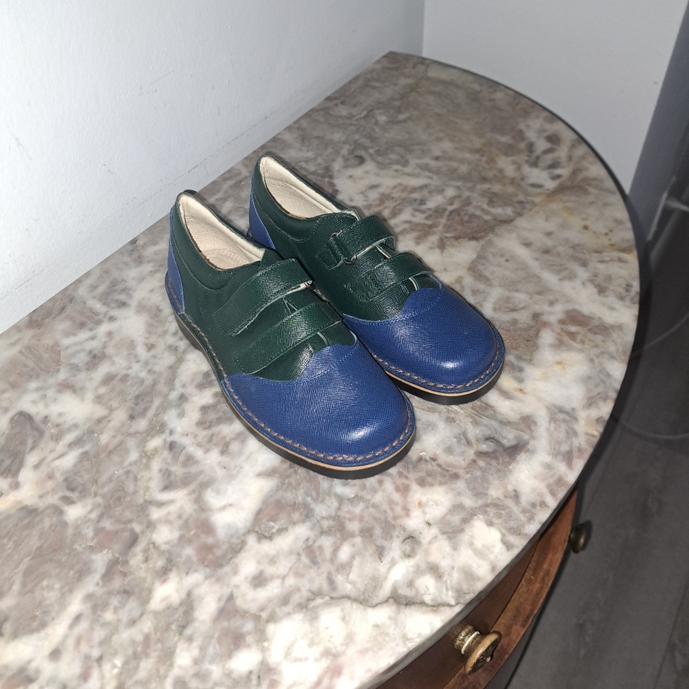 Luccini Kids Boys Blue and Green Dress Shoes Size 33 (US 2) New Unboxed